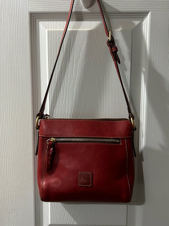 Dooney & Bourke Handbags - Dooney & Burke Red Leather Crossbody Bag with Gold-Tone Hardware